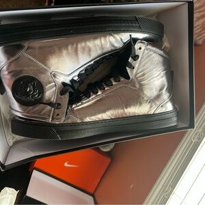 Versace Silver High-Top Sneakers